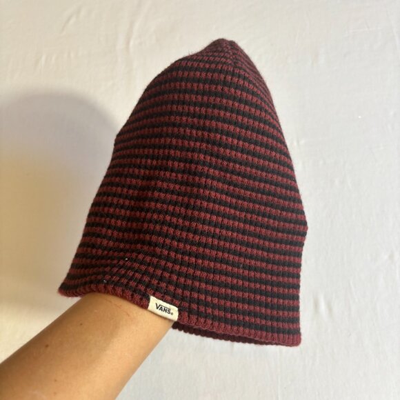 Vans Burgundy and Black Striped Beanie - One Size - Picture 3 of 6